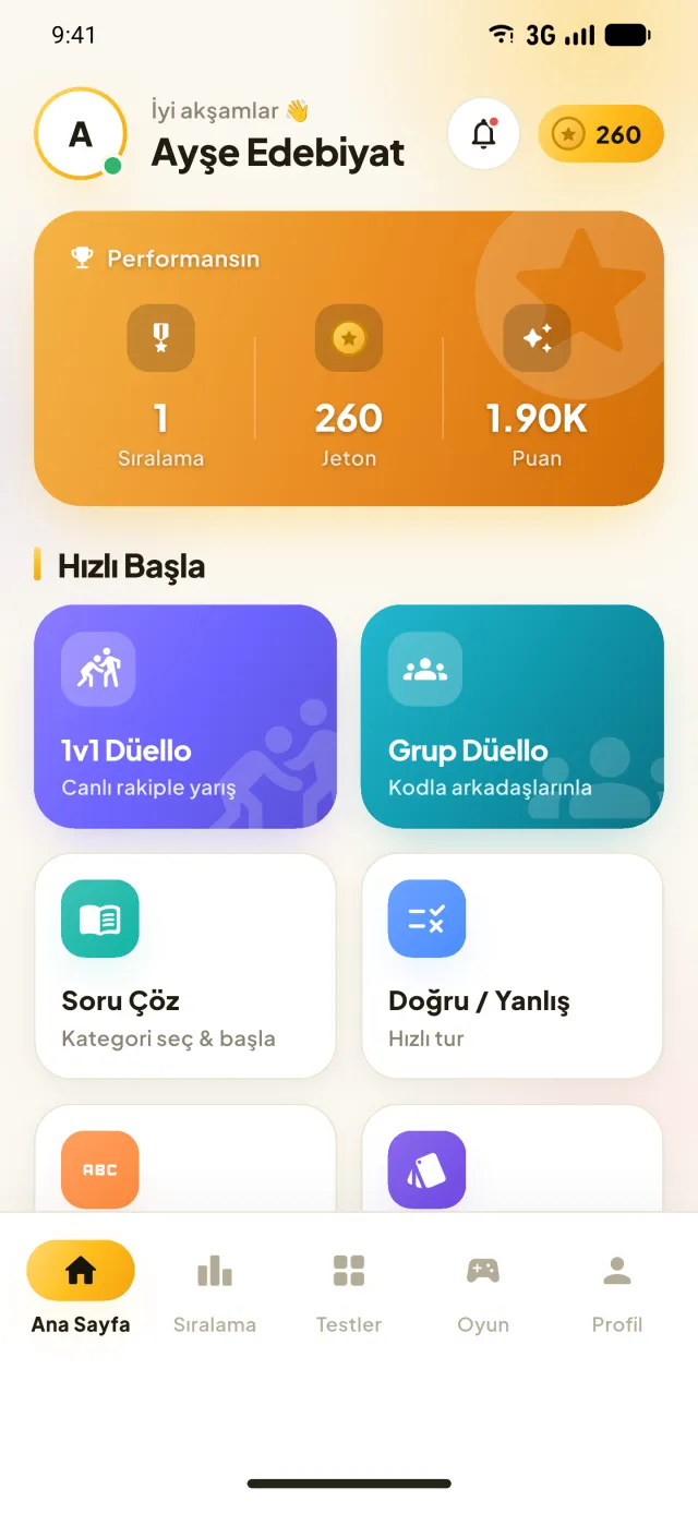 XXL Edebiyat oyun ana ekranı